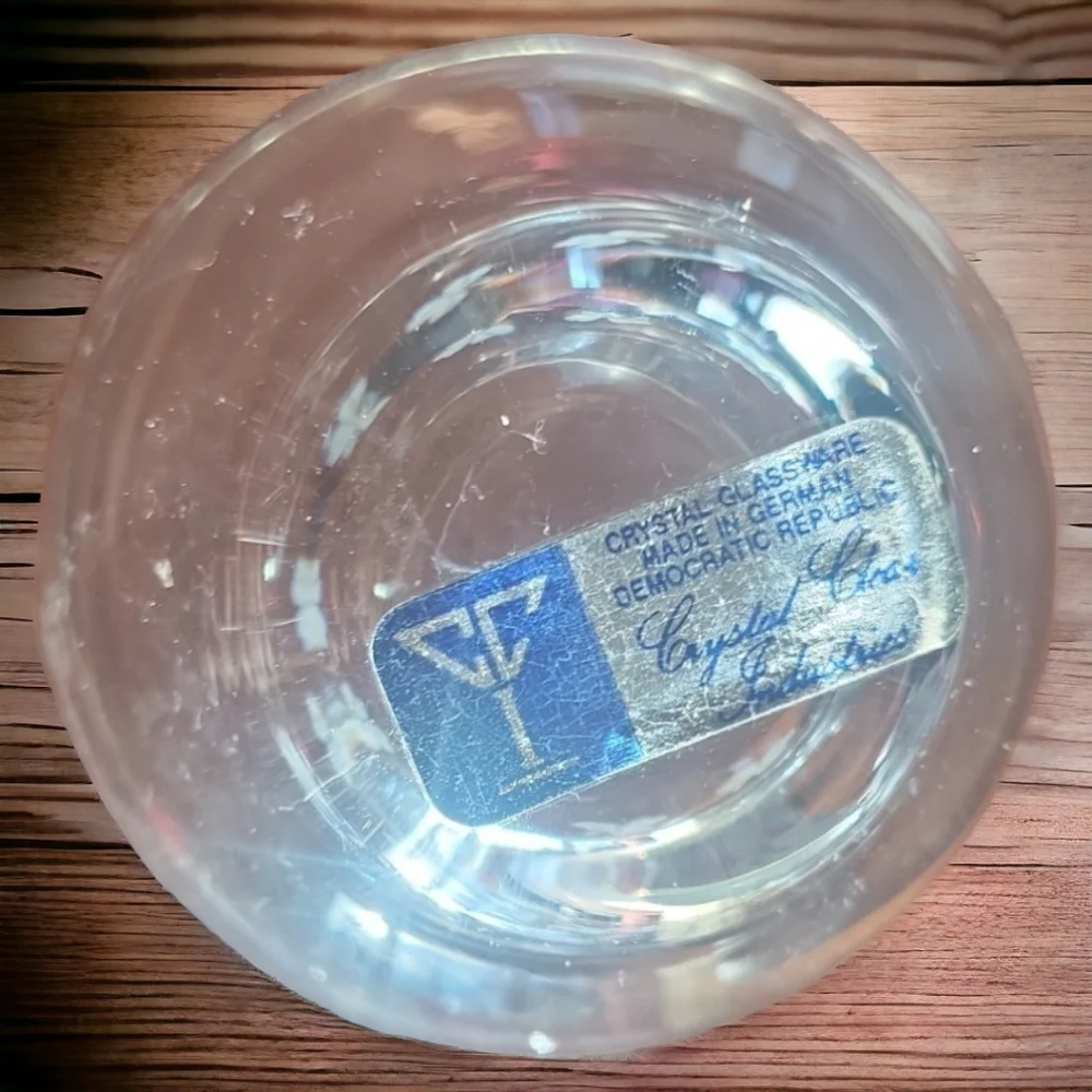 Vtg Blown Crystal Clear Glass Industries German Vase Clover St Patrick's Day